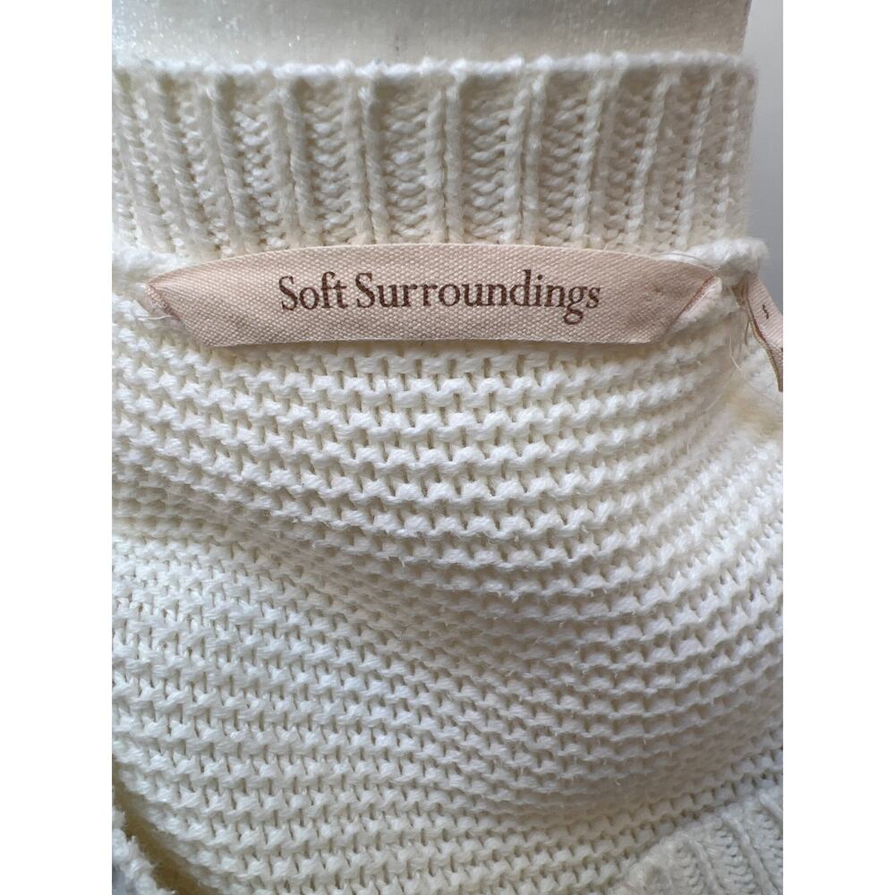 Soft Surroundings Womens Small S Cream Cotton Knit Tunic Sweater Pullover Long - Picture 3 of 5